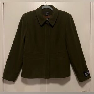 NWT Louben Wool Cashmere Blend Women’s Olive Zip Up Jacket Blazer Size 12